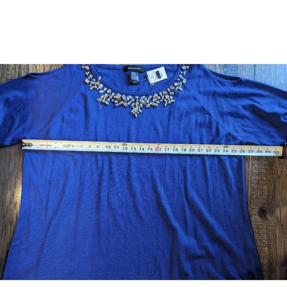 Ashley Stewart Size 26 Jewel Embellishment Violet Purple Cold Shoulder Tunic NWT - Picture 8 of 16